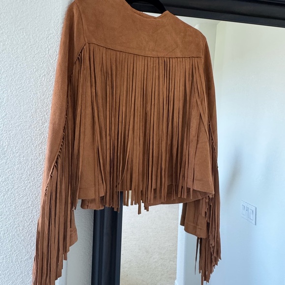 Cotton Bleu Women's Brown Fringe Utility Jacket NWT - Picture 6 of 7